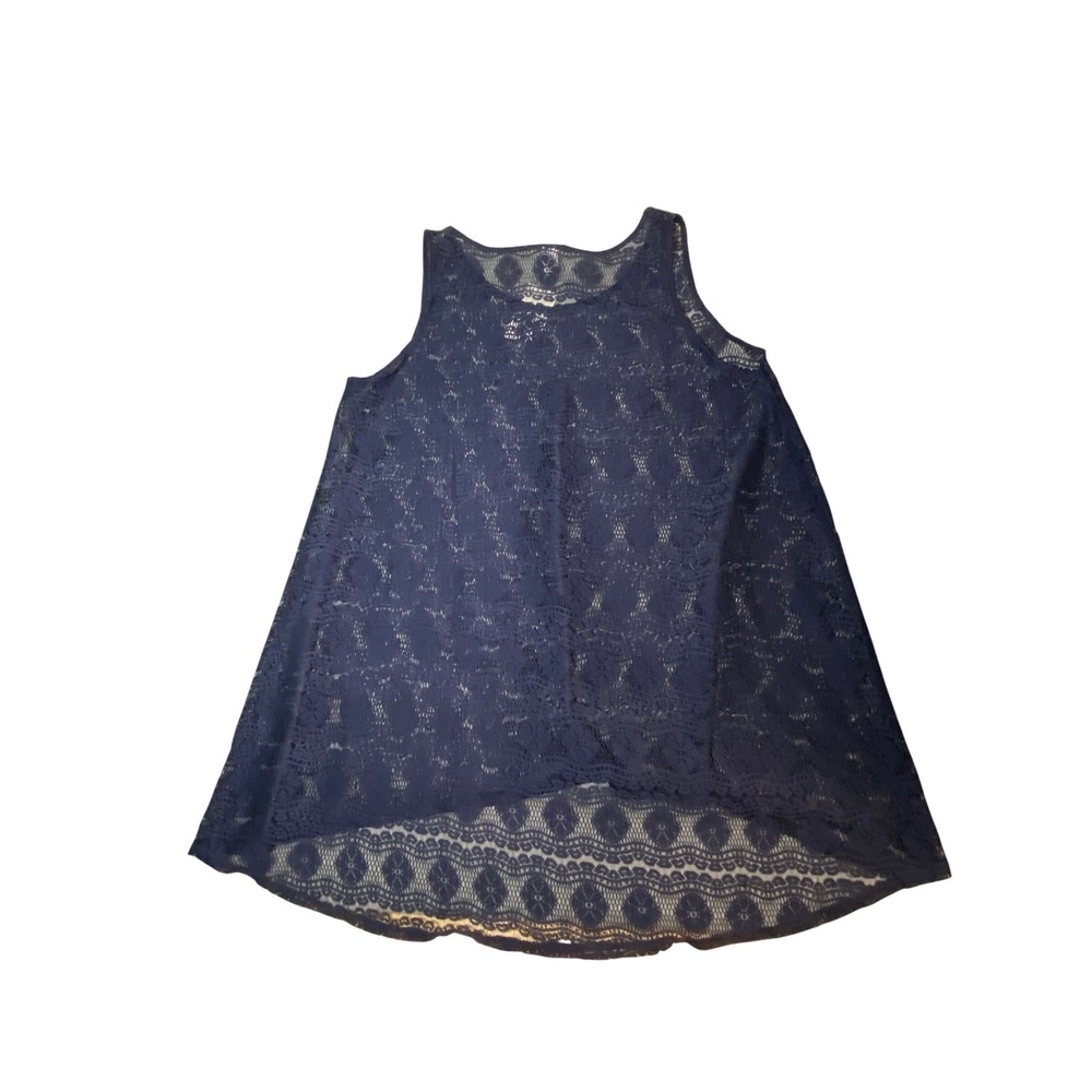 Profile by Gottex Women Navy Blue Lace High Low Swim Cover Up Tank Top XL NWT - Picture 5 of 11
